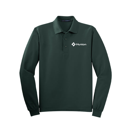 Port Authority Silk Touch Long Sleeve Polo - Dark Green